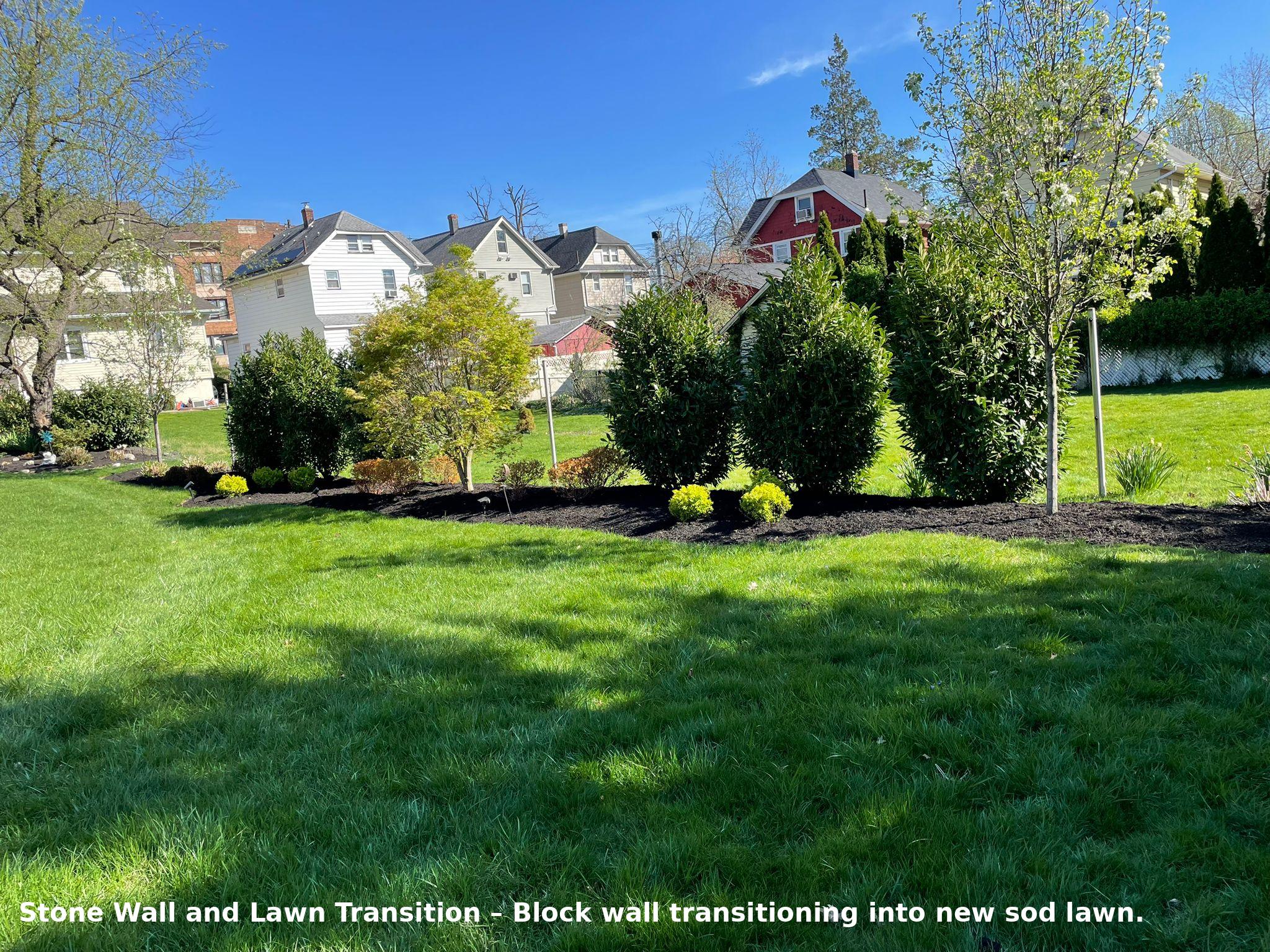 Stone Wall And Lawn Transition